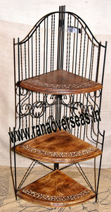 Porte-coin en fer et bois, style européen, 3 niveaux, support d'angle pour hôtel, salon de bureau, avec Design sculpté à la main - Product Image 3
