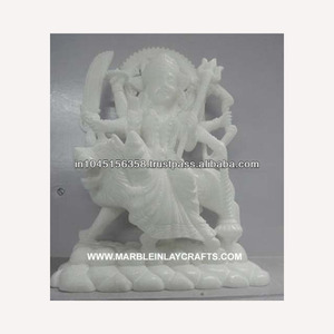 รูปปั้นพระแม่ดูร์กาหินอ่อนสีขาว - Product Image 1