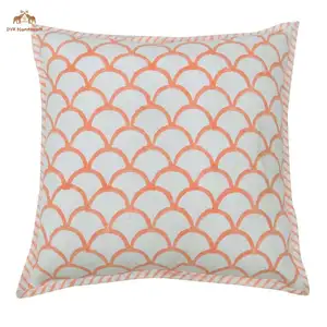 Mermaid Cotton Handmade Cushion Cover Indian Sanganeri Print Textile Pillow Case
