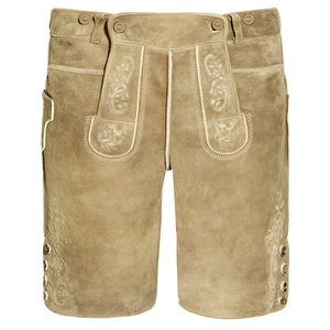 Auténtico alemán Oktoberfest Trachten bávaro tradicional Lederhosen nuevo diseño pantalones cortos de cuero de cabra marrón para hombres de talla grande - Product Image 4