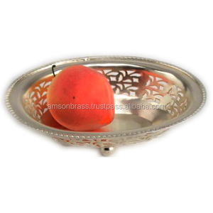 Bol de service à salade de fruits argenté polonais avec base Bol de vaisselle de table Bol de cuisine simple en métal fait à la main personnalisé - Product Image 5