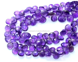 Cuentas de piedras preciosas naturales de amatista facetadas de 9 pulgadas en forma de gota para hacer joyas Cuentas de piedra - Product Image 3