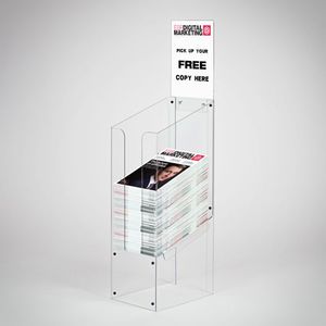 Akrilik Majalah Koran Dump Bin Transparan Plexiglass Pemegang Majalah dengan Poster