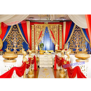 Escenario de boda tallado en oro elegante, decoración de escenario de lujo para boda - Product Image 1