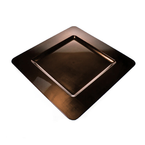 Assiette de présentation carrée en métal, peinte à la main, moderne, avec design personnalisable pour hôtels, restaurants et mariages - Product Image 1