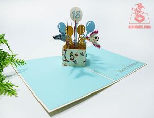 Sorprendido Feliz cumpleaños 3D caja pop up tarjeta vietnamita hecho a mano al por mayor kirigami tarjeta artesanía - Product Image 3