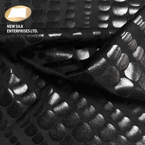 86% Polyester 14% spandex black crocodile foil fabric for sportswear