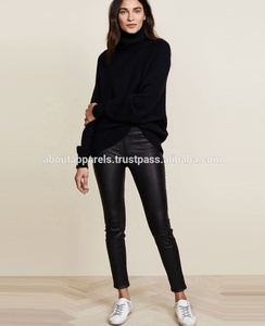 Pantalones de moda para mujer, longitud de cintura alta, brillante, piel de oveja, acampanados, cuero elástico - Product Image 5