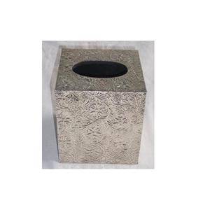 Caja de pañuelos de plata alemana con patrones florales en relieve, conjunto de tocador de Metal, caja de pañuelos en relieve - Product Image 5