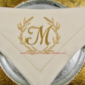Wedding Bride and Groom Monogramming 100% Linen With Hemstitch - Product Image 1