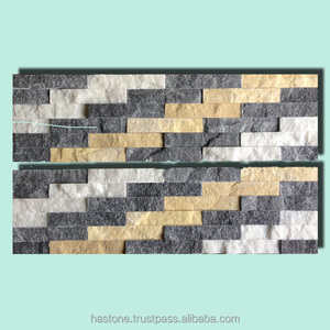 Carreaux de mur antiacide en ardoise polie jaune blanche de culture Pierre naturelle extérieure avec une résistance optimale à l'érosion pour les hôtels - Product Image 1