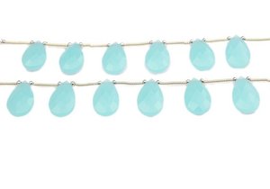 Buena Venta de cuentas de Calcedonia Aqua en forma de pera natural hebra briolette forma de lágrima cuentas perforadas hebra para la fabricación de joyas - Product Image 4