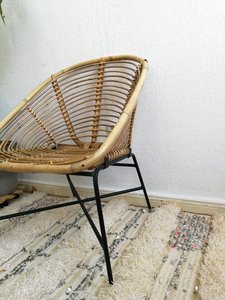 Fauteuil en rotin naturel pour bureau à domicile salon hôtel salle de bain style loisirs meubles à usage général - Product Image 5