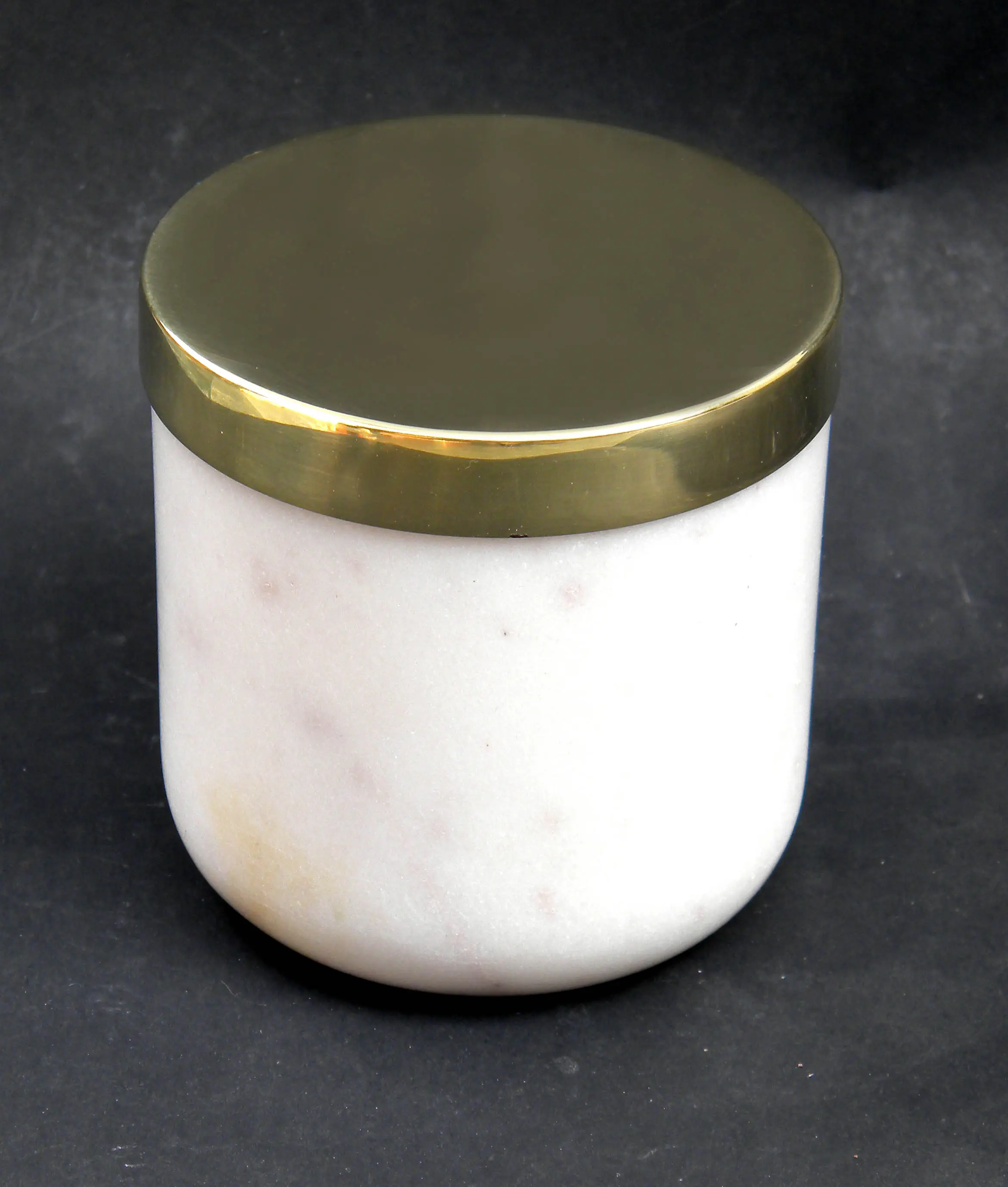 Tarros decorativos de mármol para velas con tapa para hacer velas, contenedor de velas, bote de mármol blanco con tapa de metal de latón