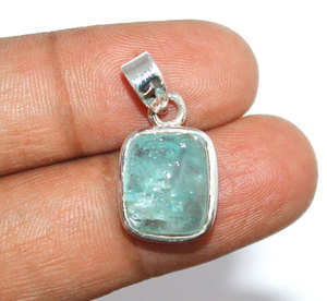Fatto A mano A + naturale acquamarina gemma 925 in argento massiccio ciondolo 1 "lungo alta gioielleria prezzo all'ingrosso - Product Image 3