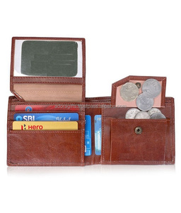 Portefeuille régulier en cuir véritable marron pour hommes avec fermeture ouverte RFID courte - Product Image 1