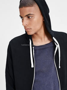 Sudadera con capucha con estampado 3D para hombre, logotipo personalizado bordado, Sudadera de felpa francesa, algodón, cremallera térmica, negro - Product Image 4