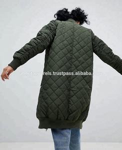Stylish Longline Quilted Padded Puffer <b>Jacket</b> for Women Plus Size with Stripe Embroidery Pocket Decorations OEM Services - Product Image 2