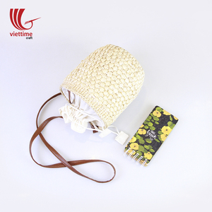 Viettime Craft Vintage Water Jacinto Bolsa de paja con cuerda de cuero-Venta al por mayor Bolso de playa para mujer - Product Image 3