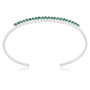 Princesa corte esmeralda natural piedra preciosa 14K oro blanco sólido brazalete joyería proveedor - Product Image 4