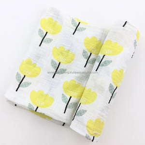 Couverture pour bébé en coton biologique, livraison gratuite, très douce, en mousseline, couleur naturelle, Logo personnalisé, 47 "x 47" - Product Image 1