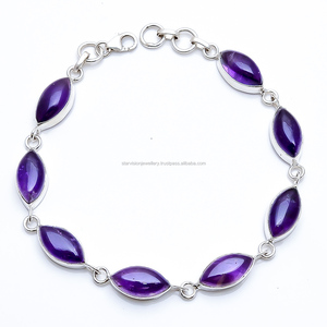 Bracelet en argent sterling 925, améthyste, turquoise, onyx, cornaline, grenat, bijoux fantaisie, bracelet en argent - Product Image 1