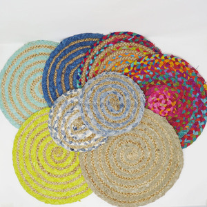 เป็นมิตรกับสิ่งแวดล้อมจุ๊ปจานรองแก้ว 4 ชิ้น Placemats สําหรับงานแต่งงานตกแต่งโรงแรมเป็นมิตรกับสิ่งแวดล้อมทําด้วยมือบ้านปอกระเจารอบ Placemat - Product Image 5