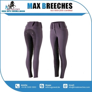 Cómodas mallas ecuestres de nailon para mujer con parche en la rodilla, suministradas por la fábrica para montar a caballo, pantalones de marca privada - Product Image 2