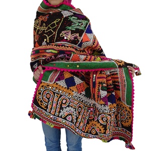 Wholesale vintage embroidered woolen rabari <b>shawl</b> handmade banjara tribal <b>blanket</b> - Product Image 2