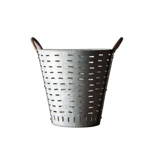 Juego de 3 cubos redondos de Oliva de metal galvanizado antiguo, maceta de flores de alta calidad, Cubo de oliva Vintage - Product Image 1