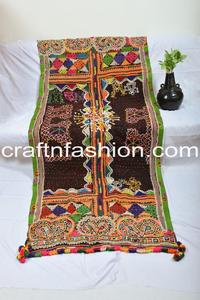 Vintage Antique Kutch Embroidery Dhabdi Shawl Mirror Work Rabari Traditional Indian <b>Scarf</b> Size 2.5m X 1m Color Multi-Color - Product Image 3