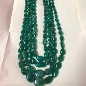 Natural Emerald Stone Smooth Tumble Wholesale Gemstone Beads Strand for Jewelry Making at Best Price from Supplier Necklace Real