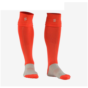 Green <b>Knee</b> <b>High</b> Sports Socks Men Knitted Solid Color With Logo On Cuff For Soccer Jacquard Knitted Sports Socks - Product Image 3