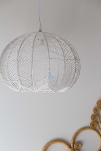 Contemporary <b>Cream</b> Rattan Wicker Basket Pendant <b>Light</b> <b>Shade</b> Rustic Farmhouse Minimalist Scandinavian Midcentury Mediterranean - Product Image 4