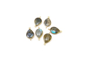 Belle pierre précieuse de Quartz fumé en forme de poire 12x16mm Double caution en argent Sterling connecteur de lunette en métal composants de résultats de bijoux - Product Image 3