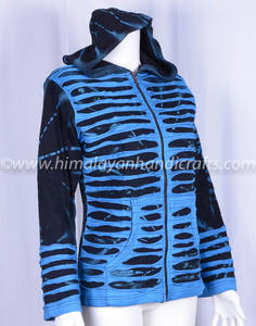 <b>BLUE</b> RAZORCUT DESIGN ENZYME WASH BOHEMIAN LADIES <b>HOODIE</b> CSWJ 475 - Product Image 2