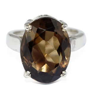 Quartz fumé de forme ovale exceptionnelle, bagues en argent Sterling 925, bijoux en argent Sterling, vente en gros - Product Image 2