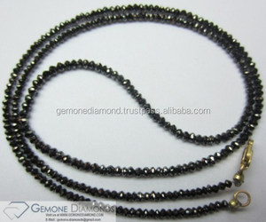 Collar/hebras de cuentas de diamante negro de corte excelente para mujer, hebras de cuentas de diamante negro, collar de cuentas de diamante - Product Image 1
