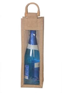 Eco Friendly <b>Jute</b> Wine Bottle Bag with Cane or Soft Handle Natural Reusable <b>Sack</b> for Gifting Events Retail and Promotional Use - Product Image 6