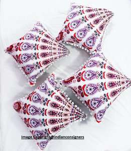 Housse de coussin Mandala paon pour canapé 100% coton multicolore usage domestique Unique carré décor à la maison par les expéditeurs indiens - Product Image 1