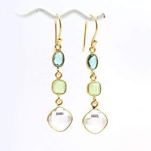 ชุดตัวเรือนยาวแบบคู่ชุดตัวเรือนชุบทองสำหรับงานเลี้ยงทำจากหินอัญมณีพรีไนต์คริสตัล - Product Image 1