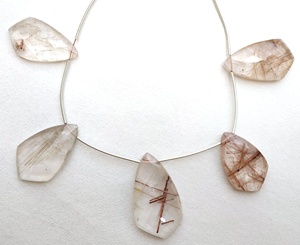 Cuentas de cuarzo con forma de lujo única, 1 hilo de cobre Natural, piedra preciosa, pelo auténtico, Briolette - Product Image 2