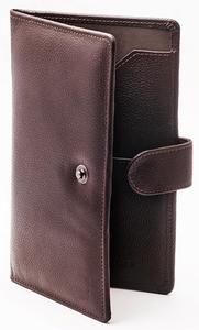 Portefeuille de voyage en cuir véritable marron de haute qualité pour Essentials unisexe RFID caractéristique longue avec motif de Logo de fermeture à bouton - Product Image 3