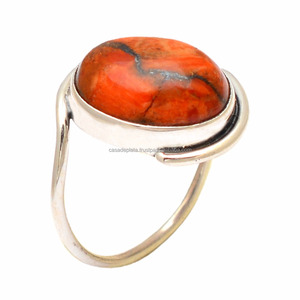 Forme ovale rouge cuivre Turquoise pierre précieuse 925 bague en argent Sterling meilleure qualité bijoux de Style classique faits à la main - Product Image 1