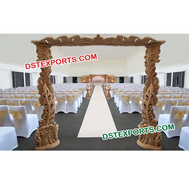 Wedding Stylish Wooden Welcome Gates Wedding Flower Carved Wooden Entrance Gate Heavy Carving Wooden Wedding Entrance Gate