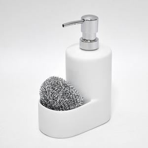 Distributeur de savon de cuisine en céramique avec porte-brosse - Product Image 1
