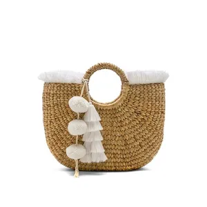 Natural straw bag tropical straw bag India chic & elegant 100% natural hand weaving Strohsack