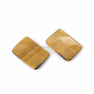 Chino hecho a mano 10x0mm rectángulo Ojo de Tigre tallado piedra preciosa 28,50 Cts Color amarillo piedra preciosa suelta para la fabricación de pendientes - Product Image 2