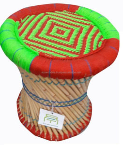 Taburete otomano de caña de mimbre de bambú natural, taburete otomano bajo para sentarse, taburete otomano de ratán, consola con incrustaciones de hueso - Product Image 1