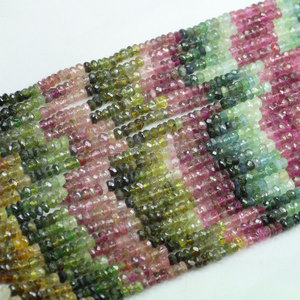 Pierre précieuse multi-tourmaline naturelle Micro perles rondelle à facettes brin pour la fabrication de bijoux - Product Image 2